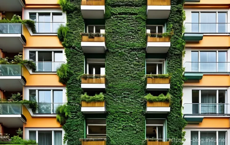 건축산업분야에서 자주 묻는 질문 - **Sustainable Urban Oasis:**
"A stunning, modern residential building facade in a vibrant Italia...