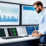 건축산업기사와 건물의 전기 설비 설계 - A modern electrical engineering workspace showcasing a professional architect or engineer examining ...