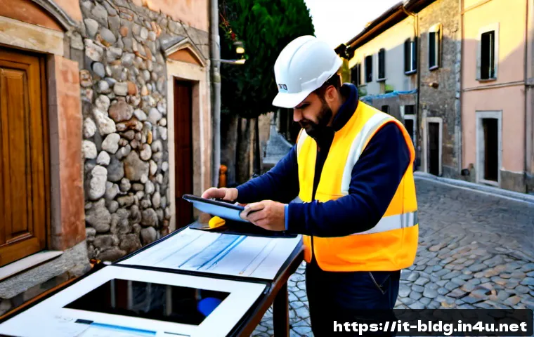 건축산업기사와 소규모 프로젝트 관리 - Photorealistic architectural engineer managing a small residential renovation in a historic Italian ...